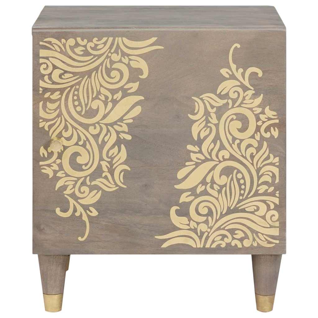vidaXL Nachttisch mit Tür 2 pcs Grau 40 x 33 x 46 cm Massivholz Mango