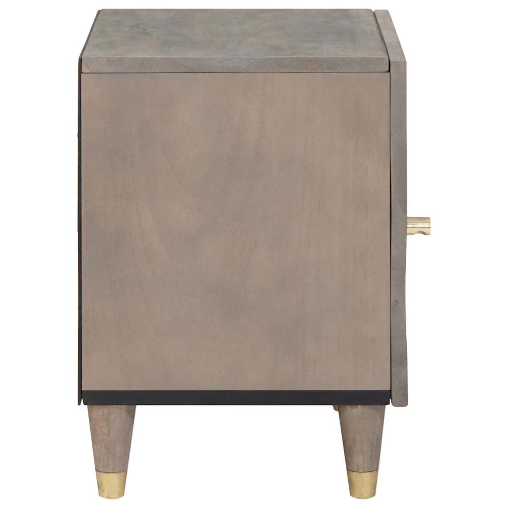 vidaXL Nachttisch mit Tür 2 pcs Grau 40 x 33 x 46 cm Massivholz Mango