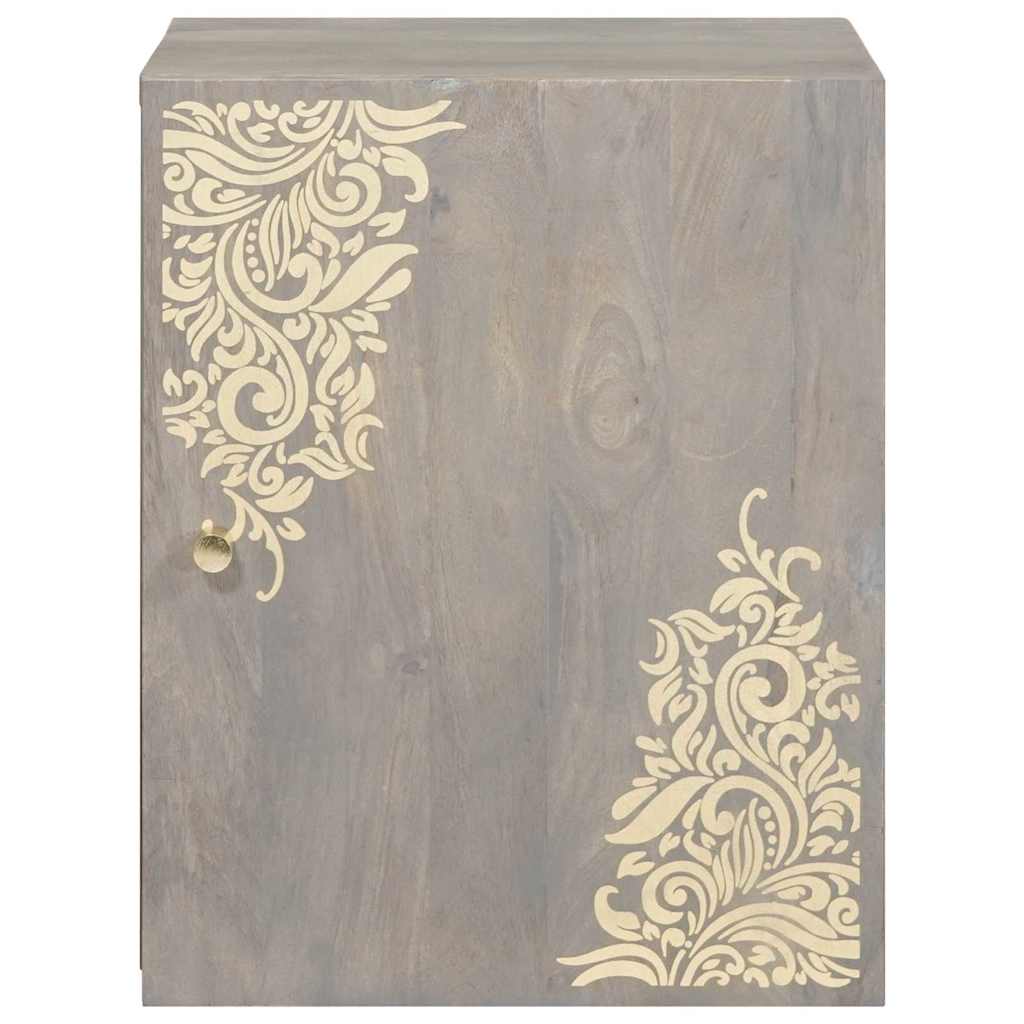 vidaXL Wandschrank Wandmontiert Grau 38 x 33 x 48 cm Massivholz Mango