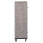 vidaXL Highboard Grau und Gold 40 x 33 x 110 cm Massivholz Mango