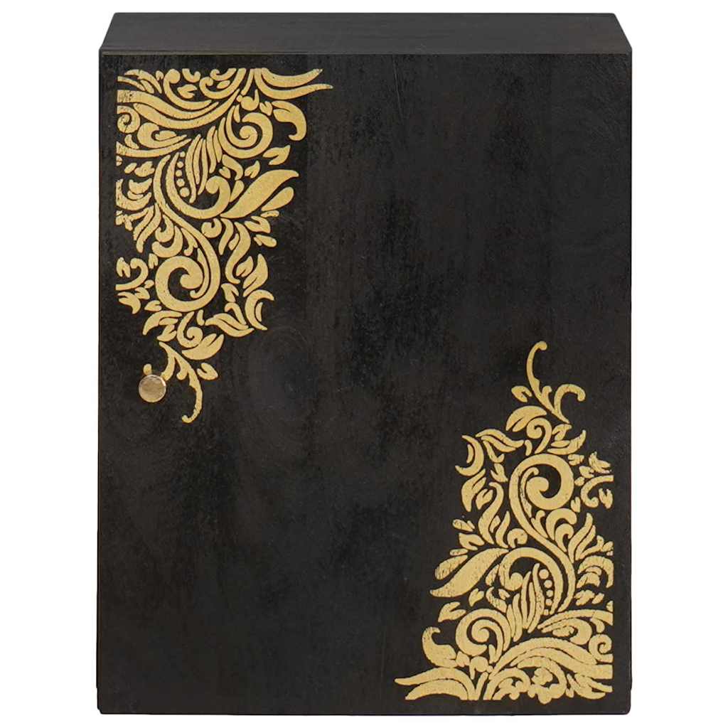 vidaXL Wandschrank mit Tür Schwarz 38 x 33 x 48 cm Massivholz Mango