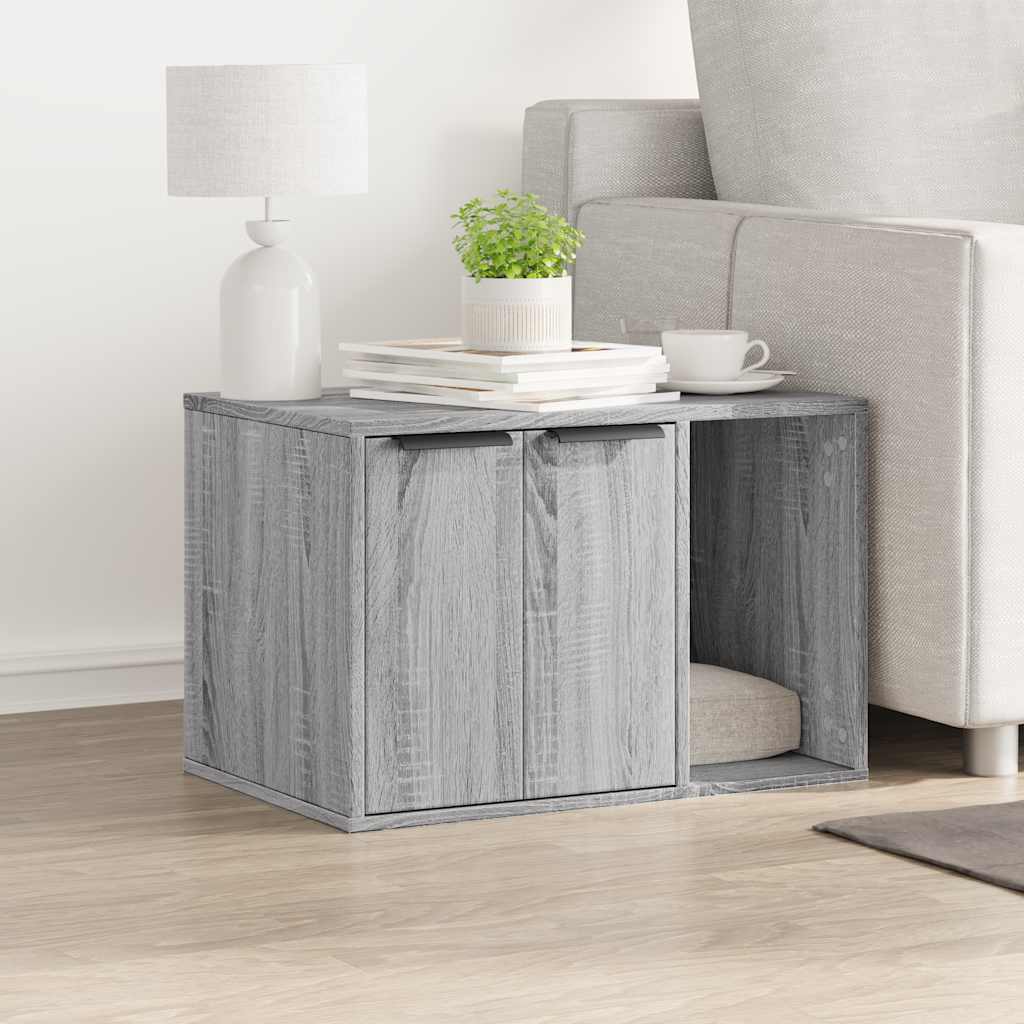 vidaXL Katzenklo Grau Sonoma 60x40x40 cm Holzwerkstoff