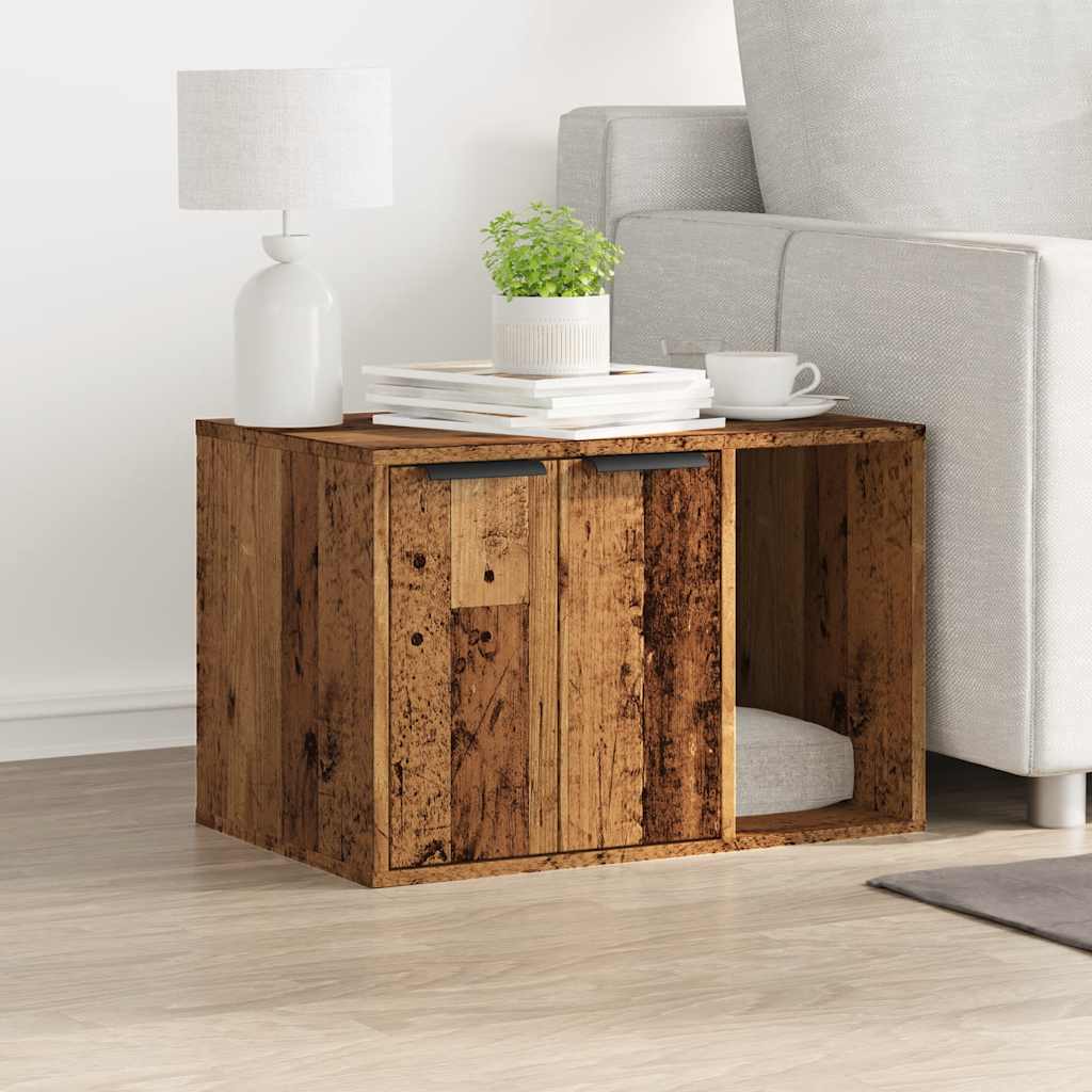 vidaXL Katzenklo Altholz-Optik 60x40x40 cm Holzwerkstoff