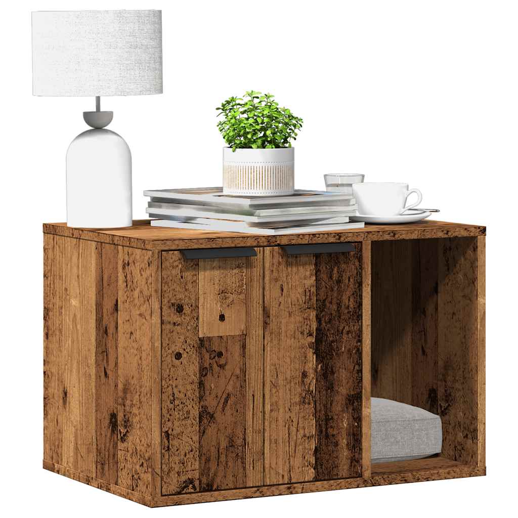 vidaXL Katzenklo Altholz-Optik 60x40x40 cm Holzwerkstoff