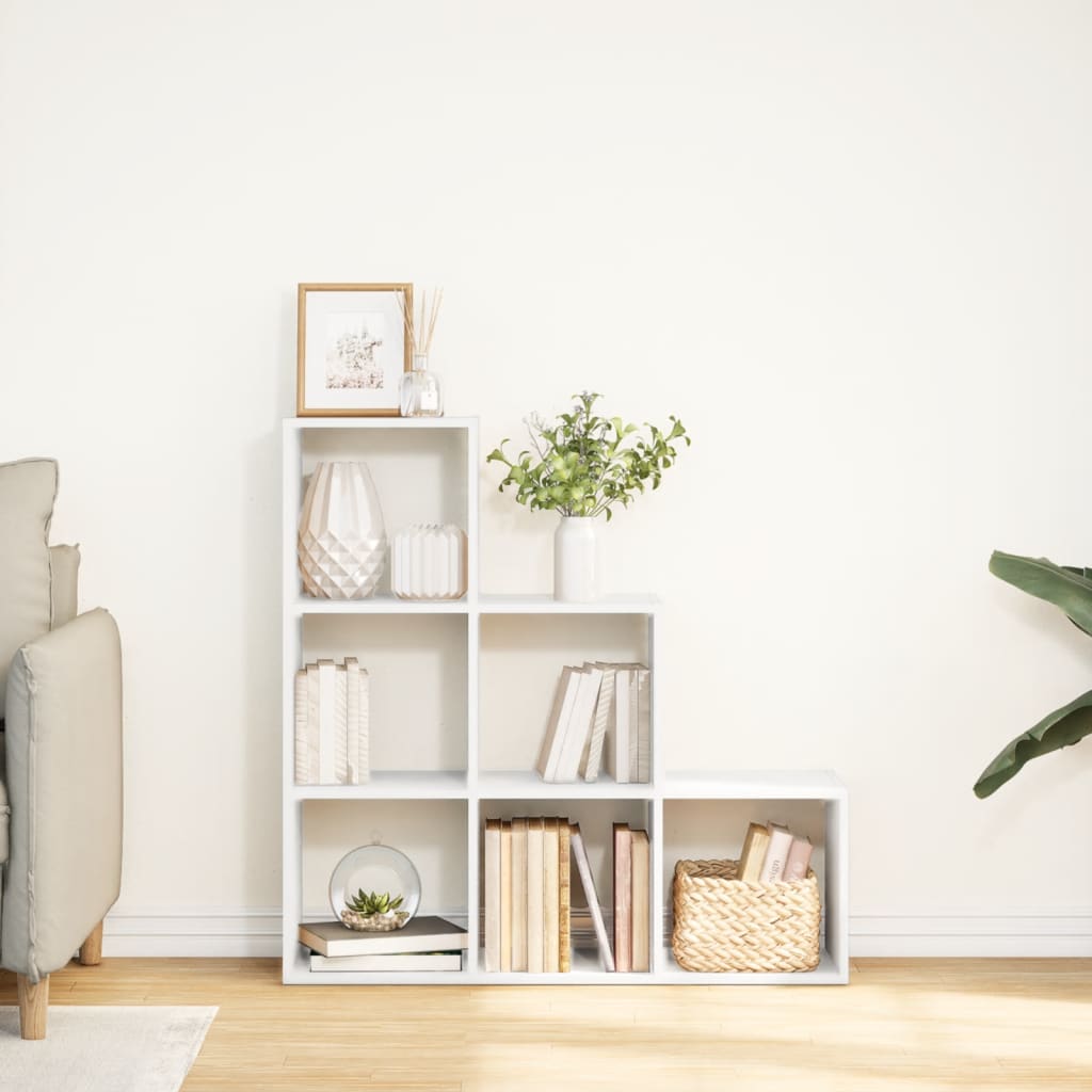 vidaXL Raumteiler Bücherregal 3-stufig Weiß 99x29x99 cm Holzwerkstoff