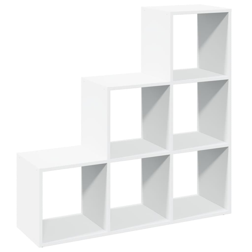 vidaXL Raumteiler Bücherregal 3-stufig Weiß 99x29x99 cm Holzwerkstoff