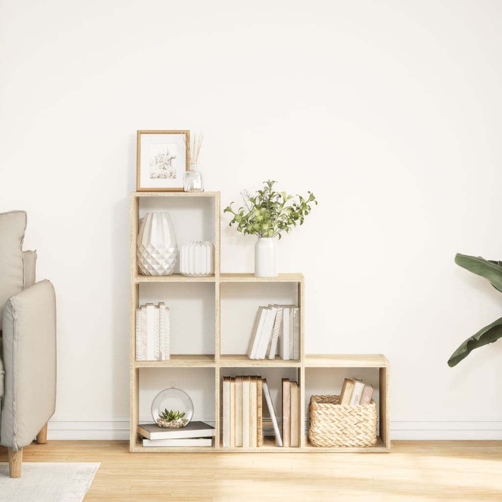 vidaXL Raumteiler-Bücherregal 3 Etagen Sonoma-Eiche 99x29x99 cm