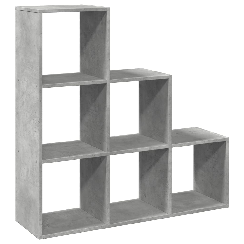 vidaXL Raumteiler-Bücherregal 3 Etagen Betongrau 99x29x99 cm