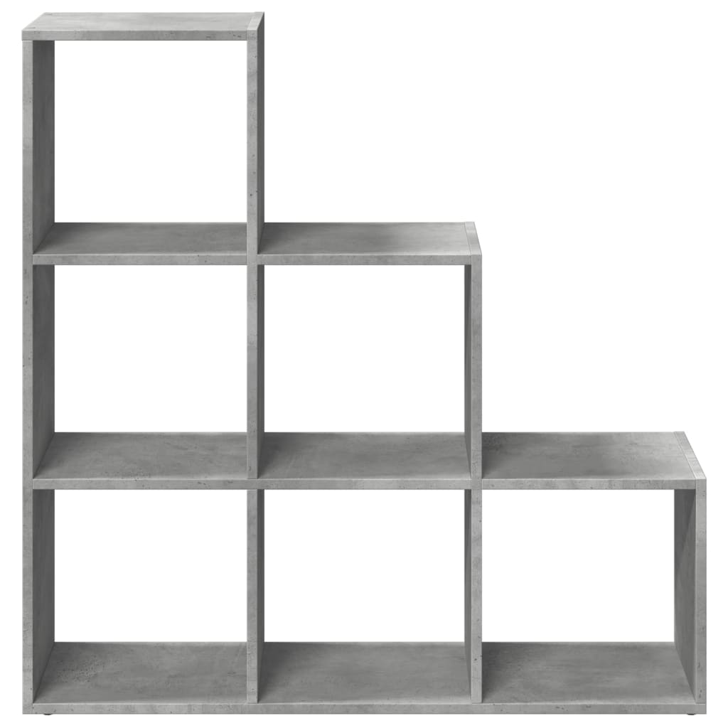 vidaXL Raumteiler-Bücherregal 3 Etagen Betongrau 99x29x99 cm