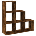 vidaXL Raumteiler-Bücherregal 3 Etagen Räuchereiche 99x29x99 cm
