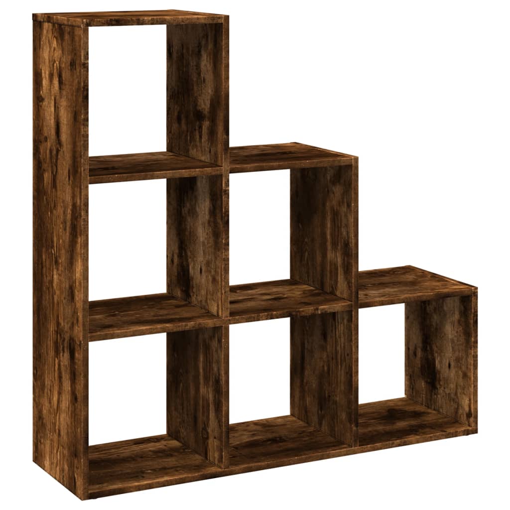 vidaXL Raumteiler-Bücherregal 3 Etagen Räuchereiche 99x29x99 cm