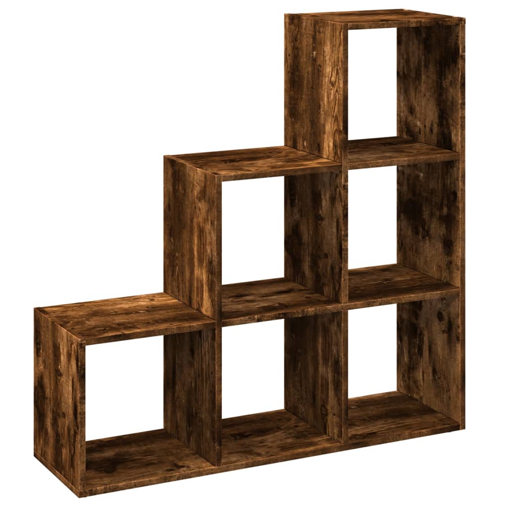 vidaXL Raumteiler-Bücherregal 3 Etagen Räuchereiche 99x29x99 cm