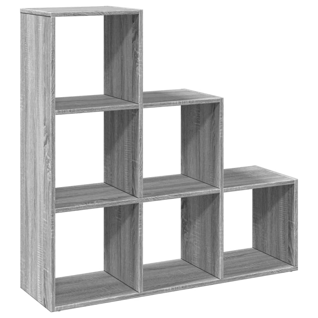 vidaXL Raumteiler-Bücherregal 3 Etagen Grau Sonoma 99x29x99 cm
