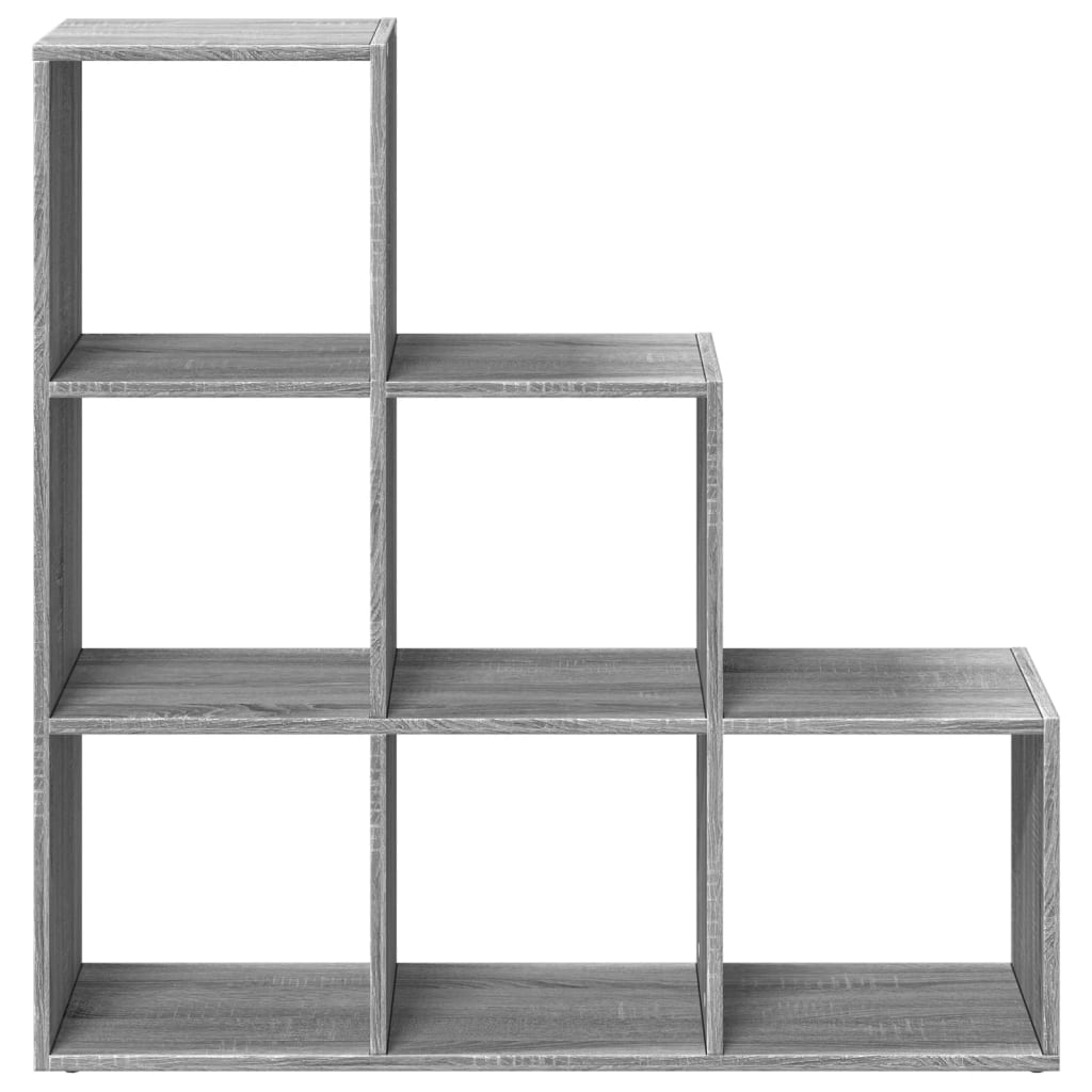 vidaXL Raumteiler-Bücherregal 3 Etagen Grau Sonoma 99x29x99 cm