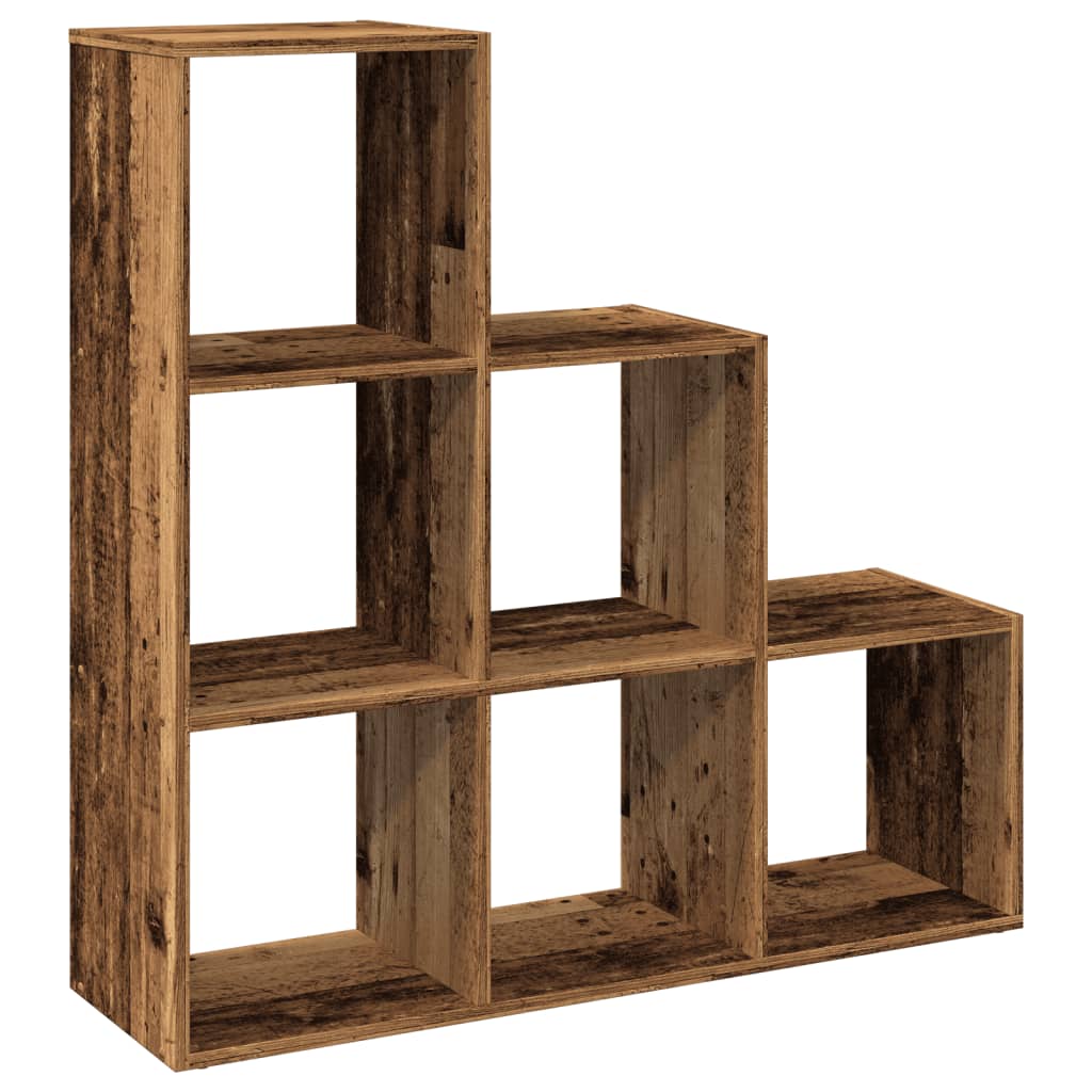 vidaXL Raumteiler-Bücherregal 3 Etagen Altholz-Optik 99x29x99 cm