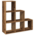 vidaXL Raumteiler-Bücherregal 3 Etagen Altholz-Optik 99x29x99 cm