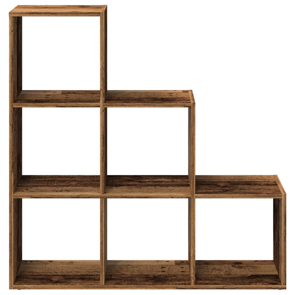 vidaXL Raumteiler-Bücherregal 3 Etagen Altholz-Optik 99x29x99 cm