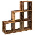 vidaXL Raumteiler-Bücherregal 3 Etagen Altholz-Optik 99x29x99 cm