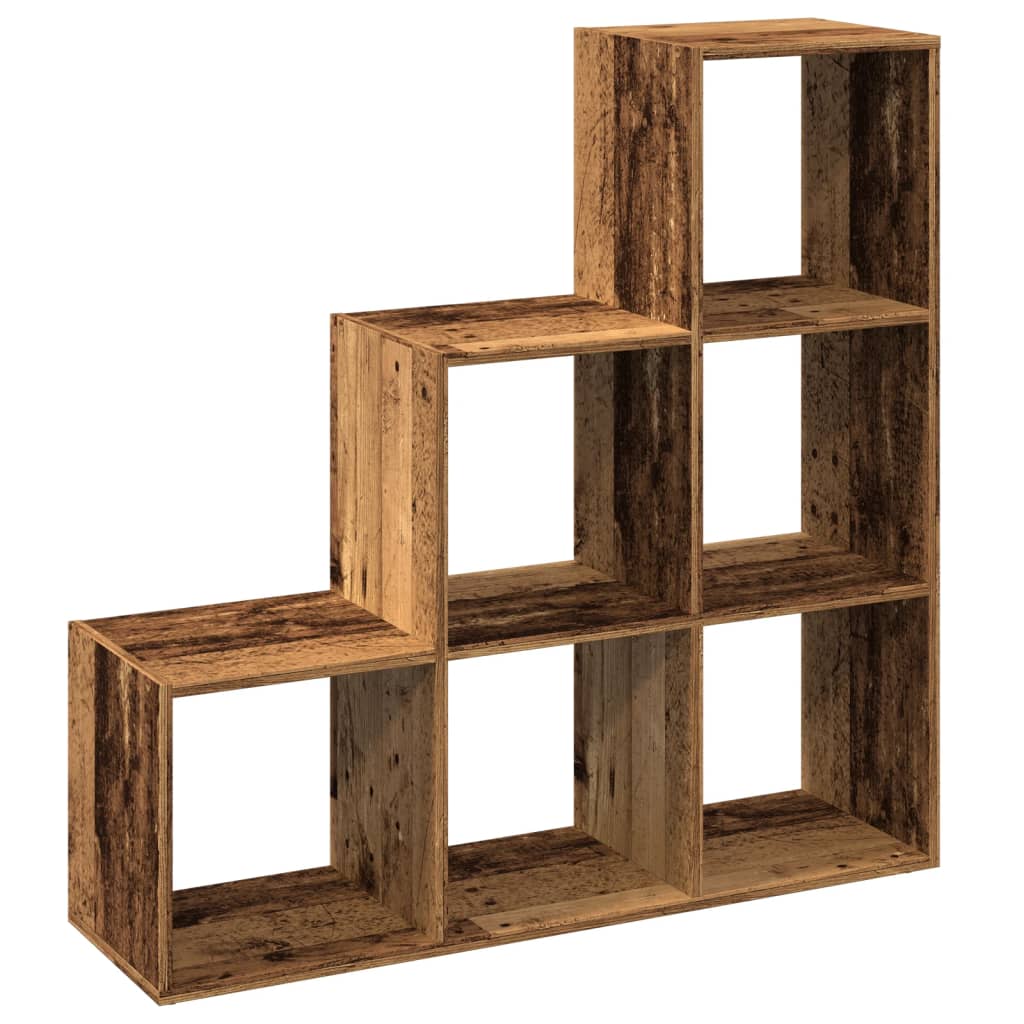 vidaXL Raumteiler-Bücherregal 3 Etagen Altholz-Optik 99x29x99 cm