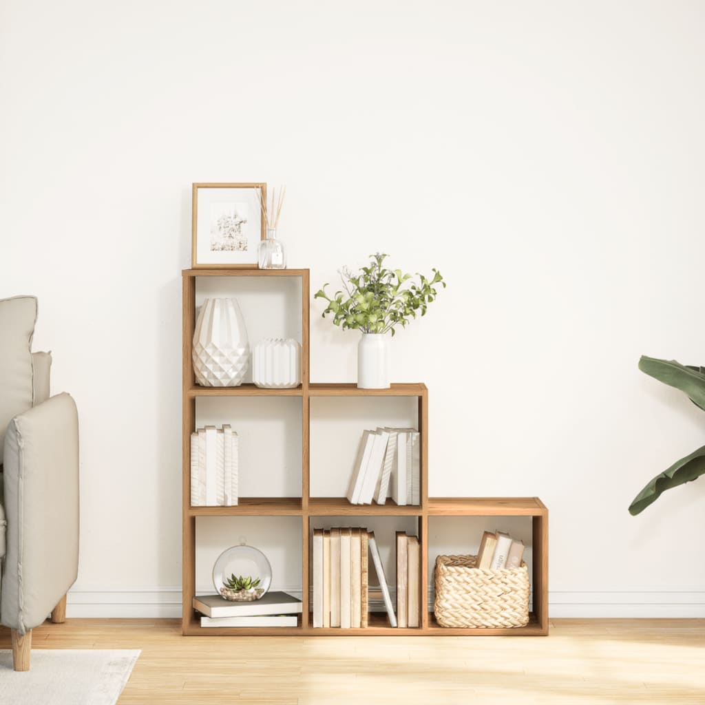 vidaXL Raumteiler-Bücherregal 3 Etagen Artisan-Eiche 99x29x99 cm