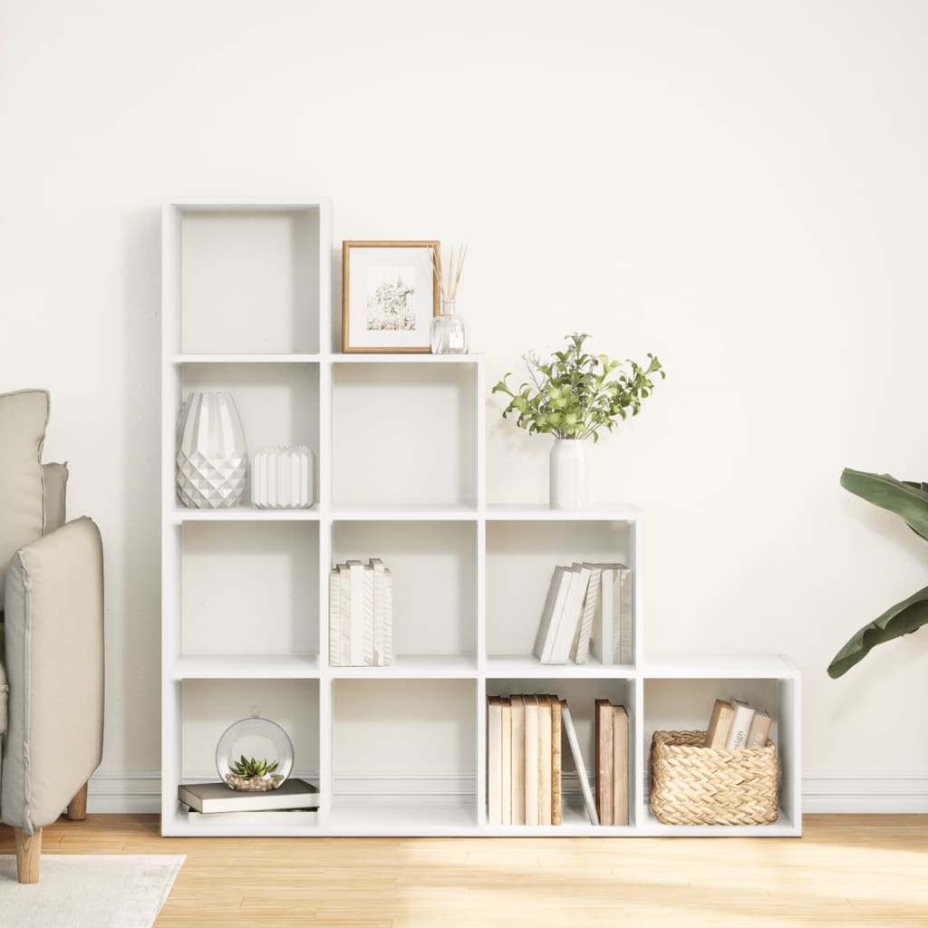 vidaXL Raumteiler-Bücherregal 4 Stufen Weiß 131,5x29x131,5 cm