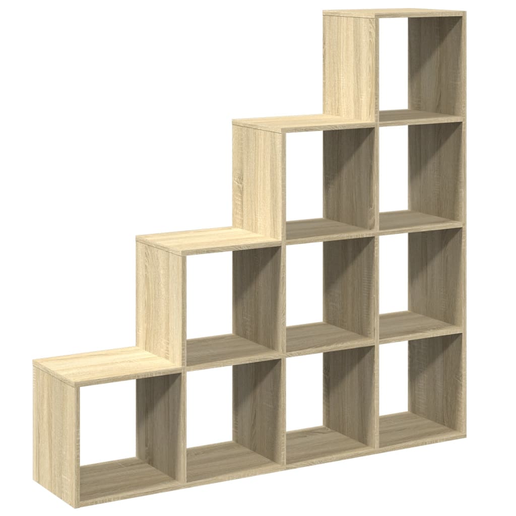 vidaXL Raumteiler-Bücherregal 4 Stufen Sonoma-Eiche 131,5x29x131,5 cm