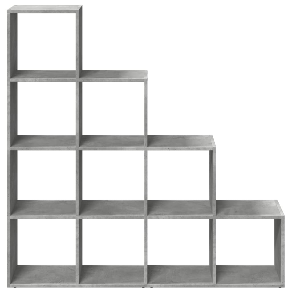 vidaXL Raumteiler-Bücherregal 4 Stufen Betongrau 131,5x29x131,5 cm