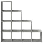 vidaXL Raumteiler-Bücherregal 4 Stufen Betongrau 131,5x29x131,5 cm