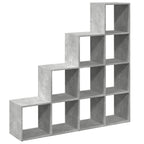 vidaXL Raumteiler-Bücherregal 4 Stufen Betongrau 131,5x29x131,5 cm