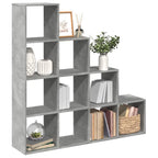 vidaXL Raumteiler-Bücherregal 4 Stufen Betongrau 131,5x29x131,5 cm