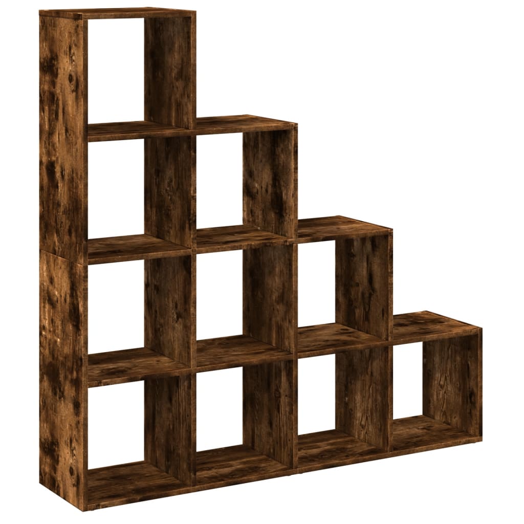 vidaXL Raumteiler-Bücherregal 4 Stufen Räuchereiche 131,5x29x131,5 cm