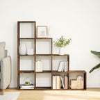 vidaXL Raumteiler-Bücherregal 4 Stufen Räuchereiche 131,5x29x131,5 cm