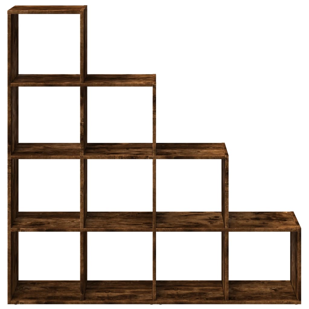 vidaXL Raumteiler-Bücherregal 4 Stufen Räuchereiche 131,5x29x131,5 cm
