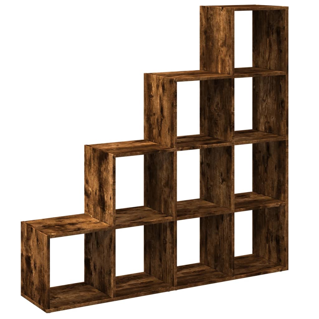vidaXL Raumteiler-Bücherregal 4 Stufen Räuchereiche 131,5x29x131,5 cm