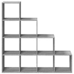 vidaXL Raumteiler-Bücherregal 4 Stufen Grau Sonoma 131,5x29x131,5 cm