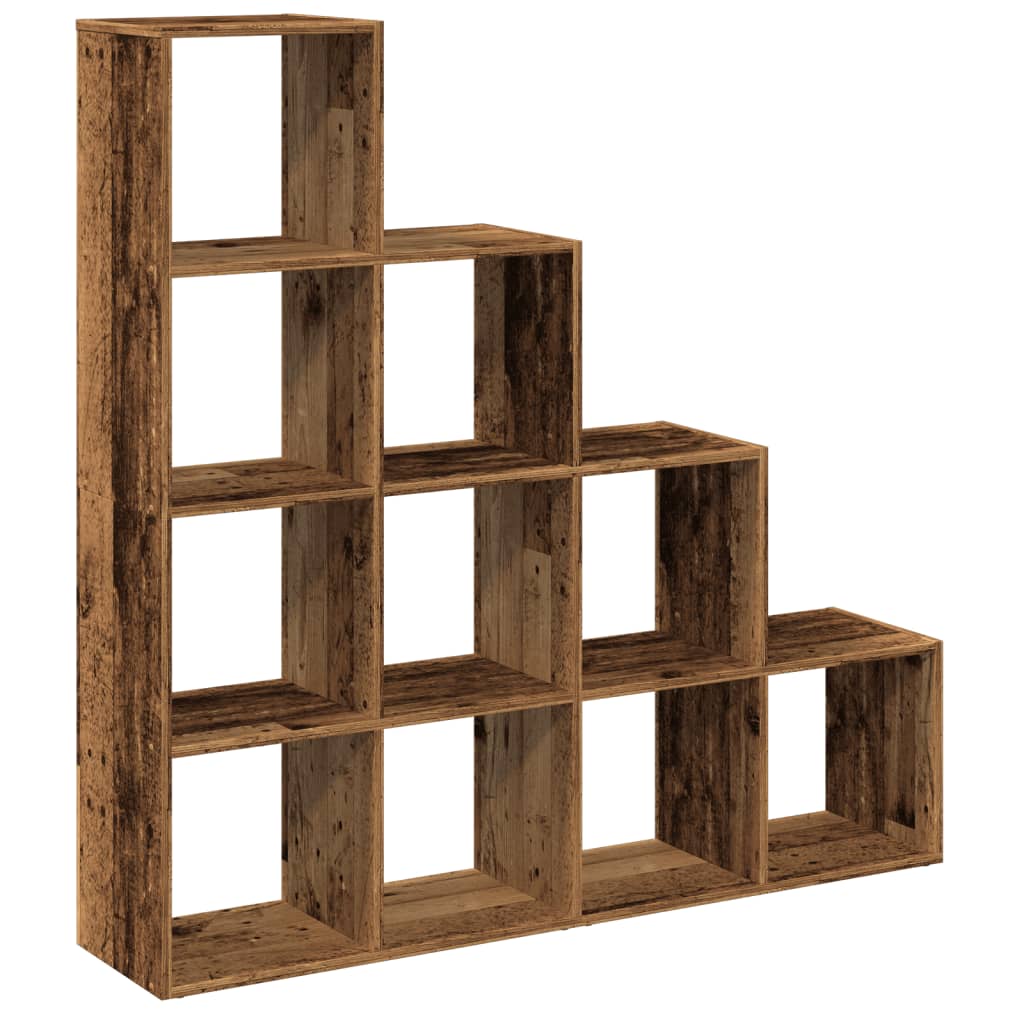 vidaXL Raumteiler-Bücherregal 4 Stufen Altholz-Optik 131,5x29x131,5 cm
