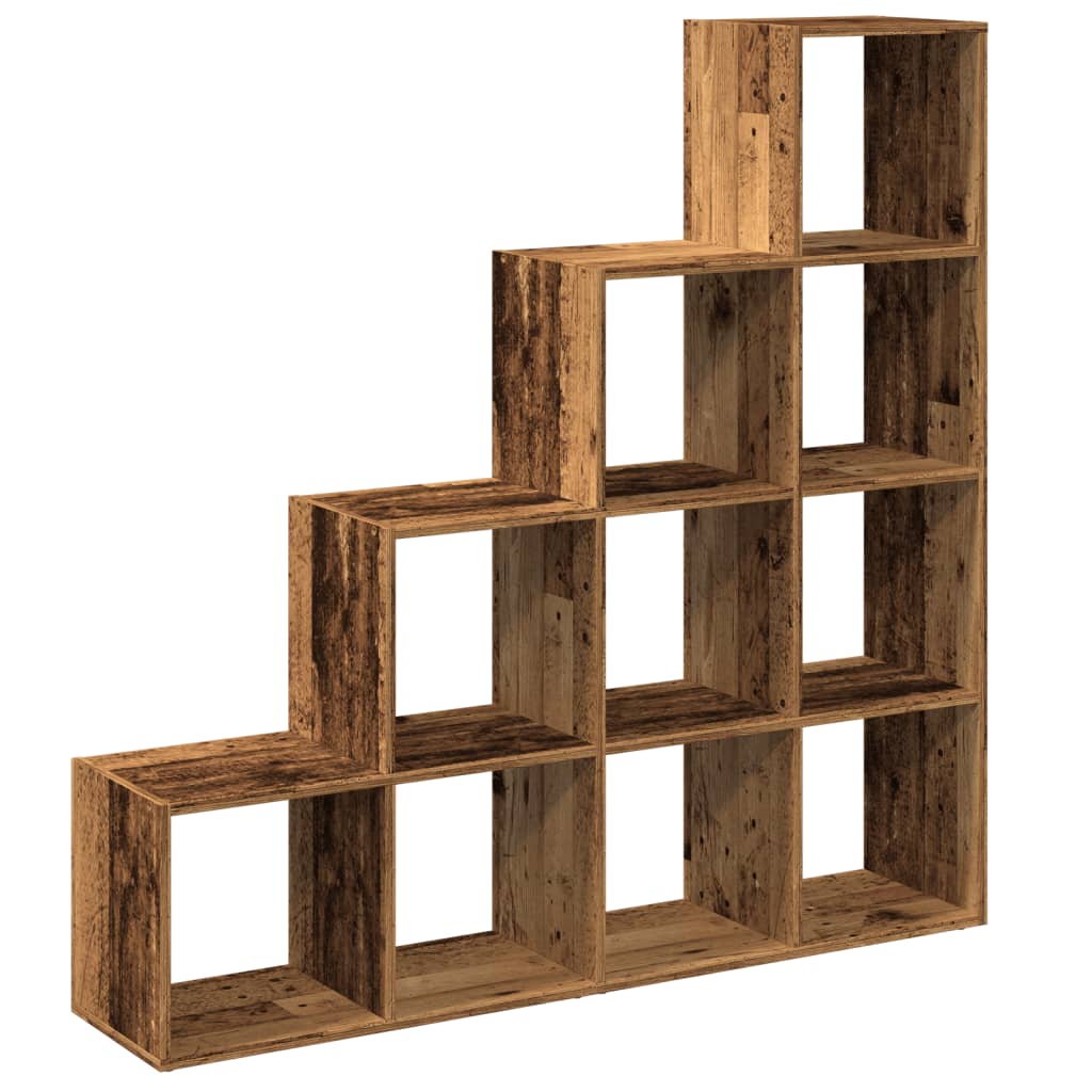 vidaXL Raumteiler-Bücherregal 4 Stufen Altholz-Optik 131,5x29x131,5 cm
