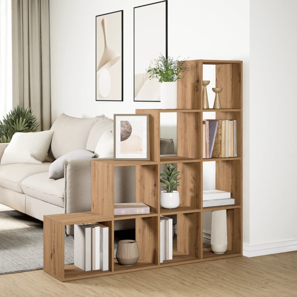 vidaXL Raumteiler-Bücherregal 4 Stufen Artisan-Eiche 131,5x29x131,5 cm