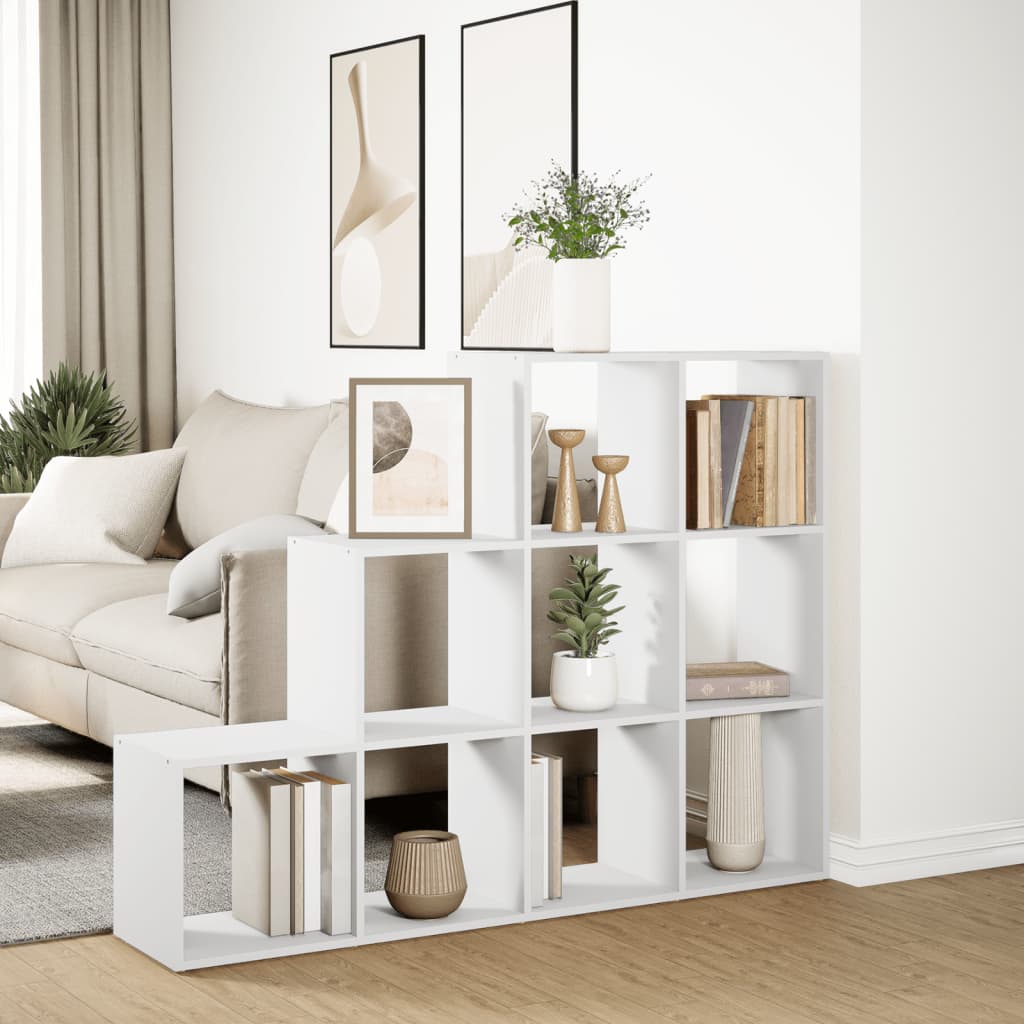 vidaXL Raumteiler-Bücherregal 3 Stufen Weiß 137,5x29x103,5 cm