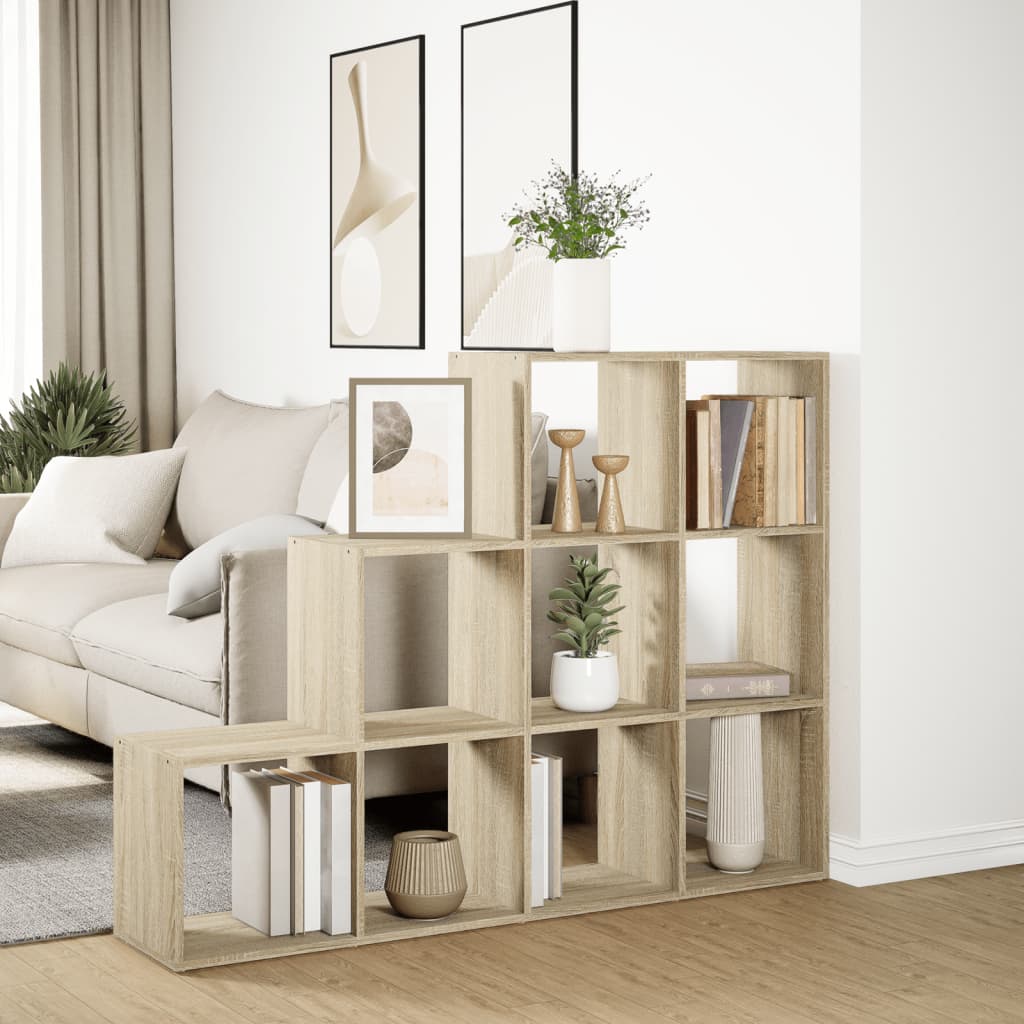 vidaXL Raumteiler-Bücherregal 3 Stufen Sonoma-Eiche 137,5x29x103,5 cm