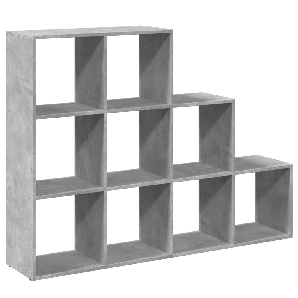vidaXL Raumteiler-Bücherregal 3 Stufen Betongrau 137,5x29x103,5 cm