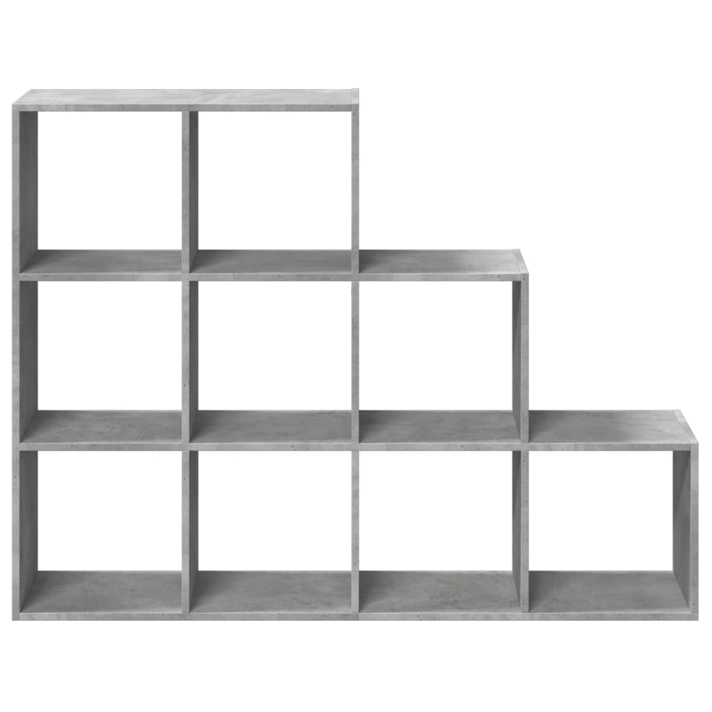 vidaXL Raumteiler-Bücherregal 3 Stufen Betongrau 137,5x29x103,5 cm