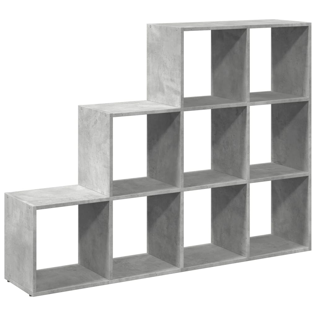 vidaXL Raumteiler-Bücherregal 3 Stufen Betongrau 137,5x29x103,5 cm