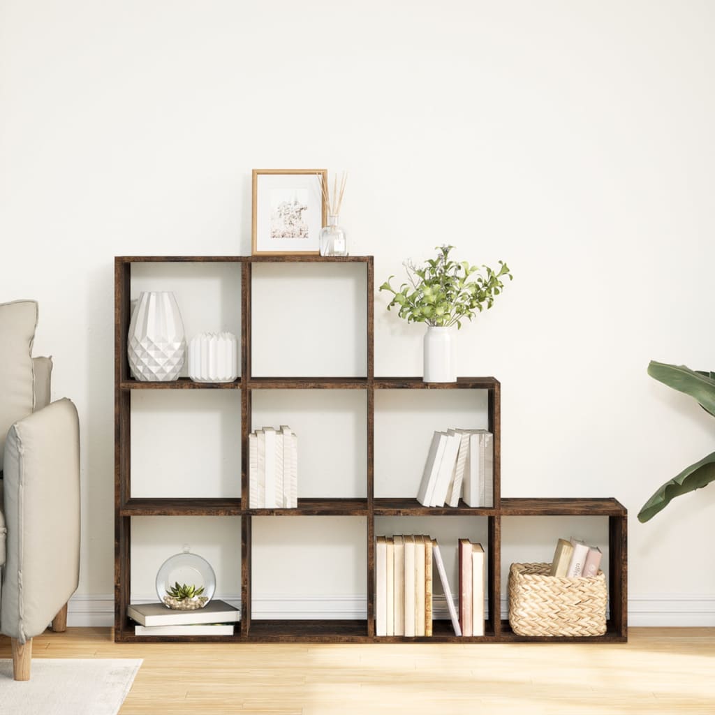 vidaXL Raumteiler-Bücherregal 3 Stufen Räuchereiche 137,5x29x103,5 cm