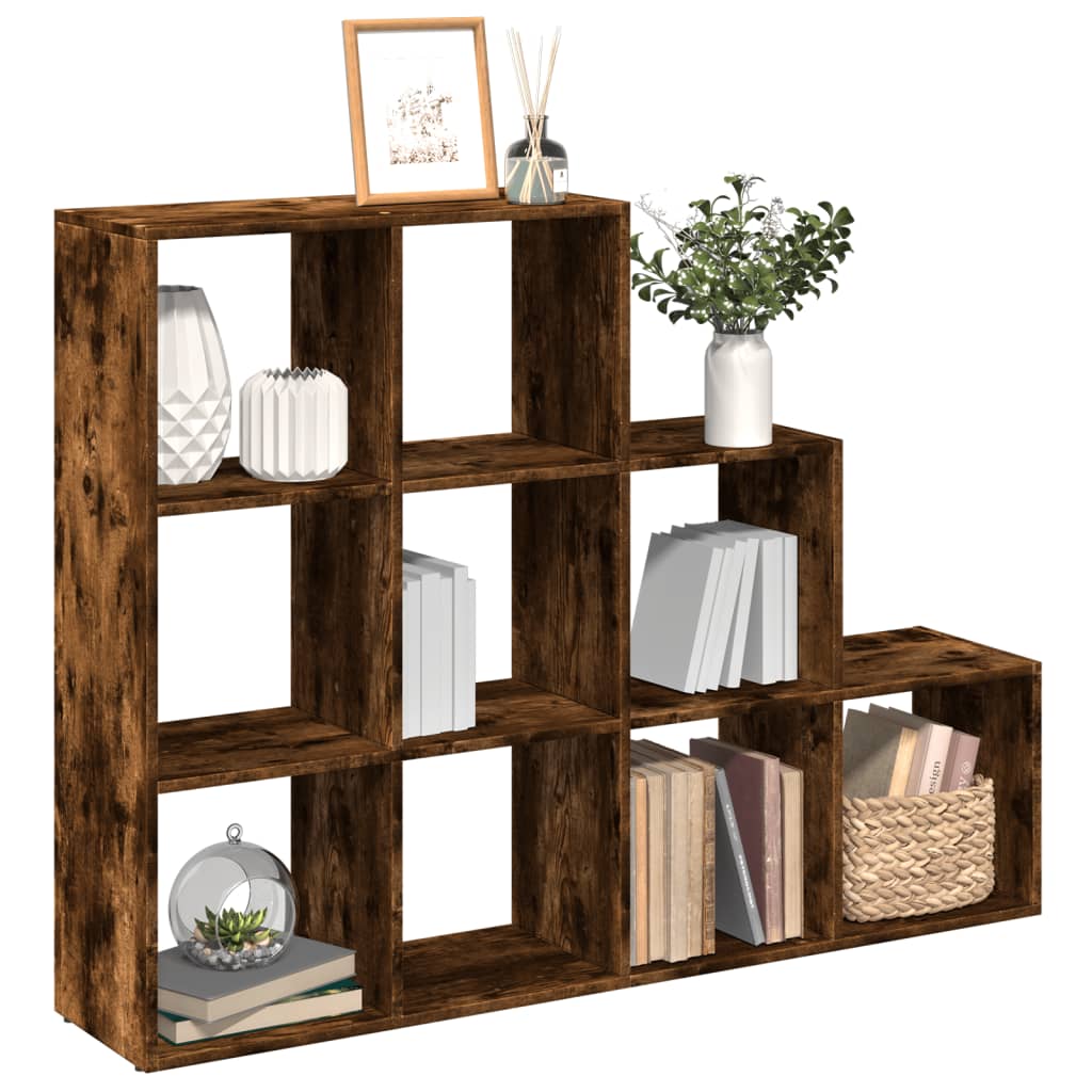 vidaXL Raumteiler-Bücherregal 3 Stufen Räuchereiche 137,5x29x103,5 cm