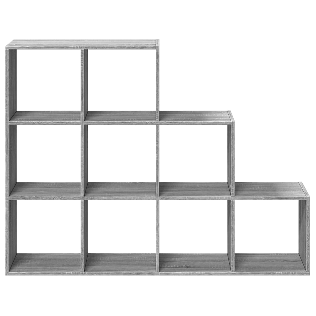 vidaXL Raumteiler-Bücherregal 3 Stufen Grau Sonoma 137,5x29x103,5 cm