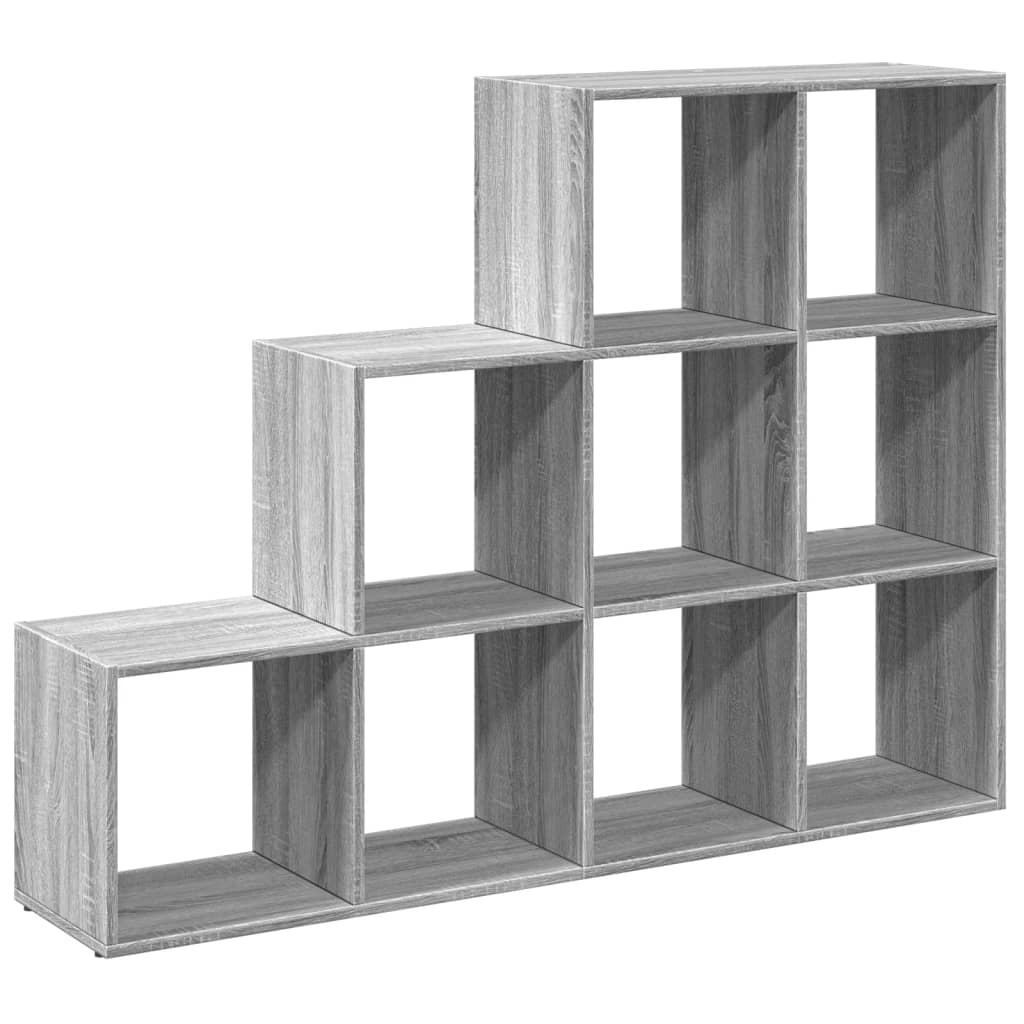 vidaXL Raumteiler-Bücherregal 3 Stufen Grau Sonoma 137,5x29x103,5 cm