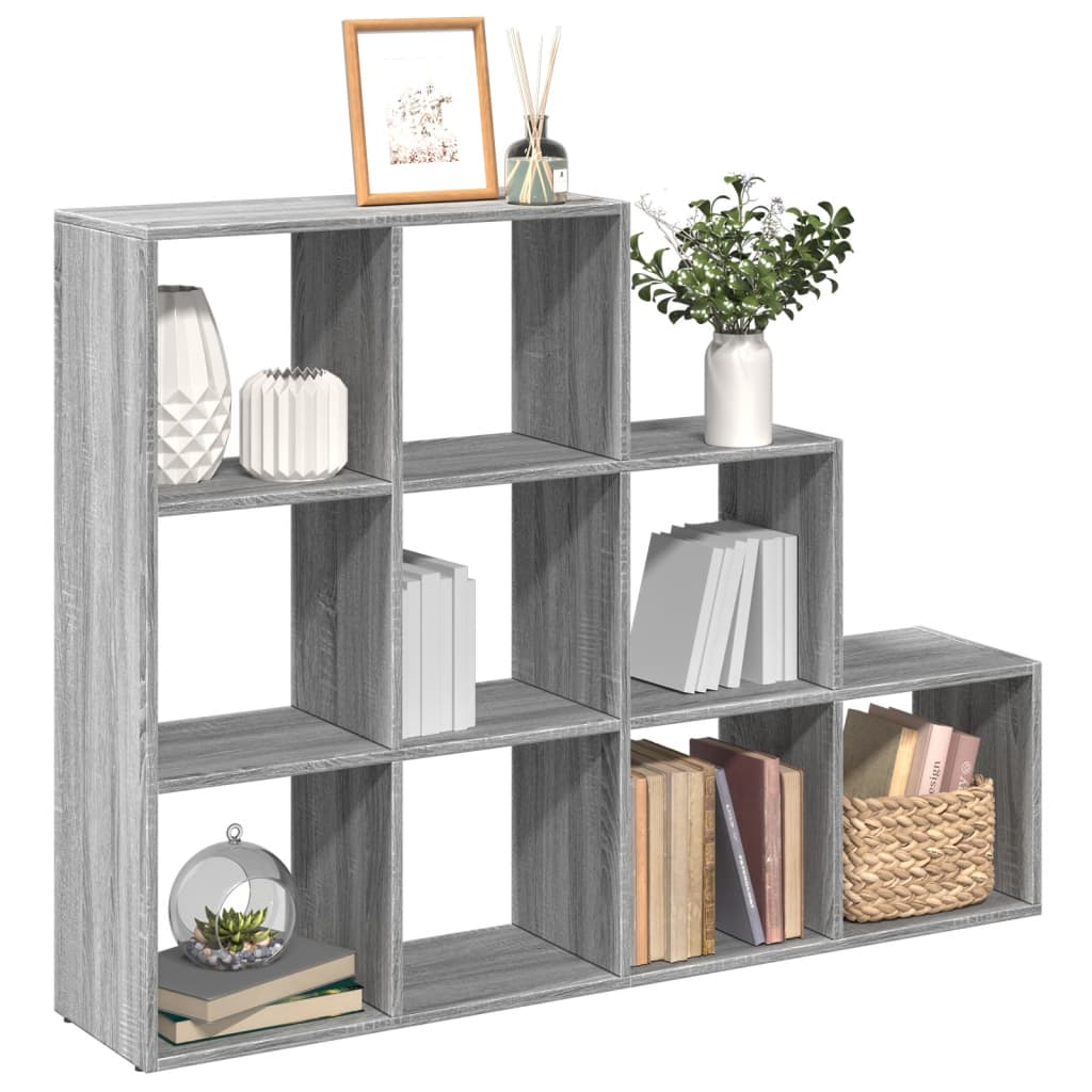 vidaXL Raumteiler-Bücherregal 3 Stufen Grau Sonoma 137,5x29x103,5 cm