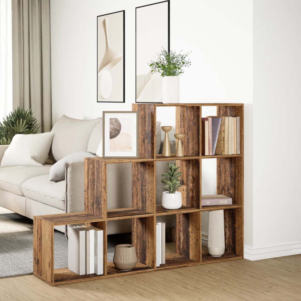 vidaXL Raumteiler-Bücherregal 3 Stufen Altholz-Optik 137,5x29x103,5 cm