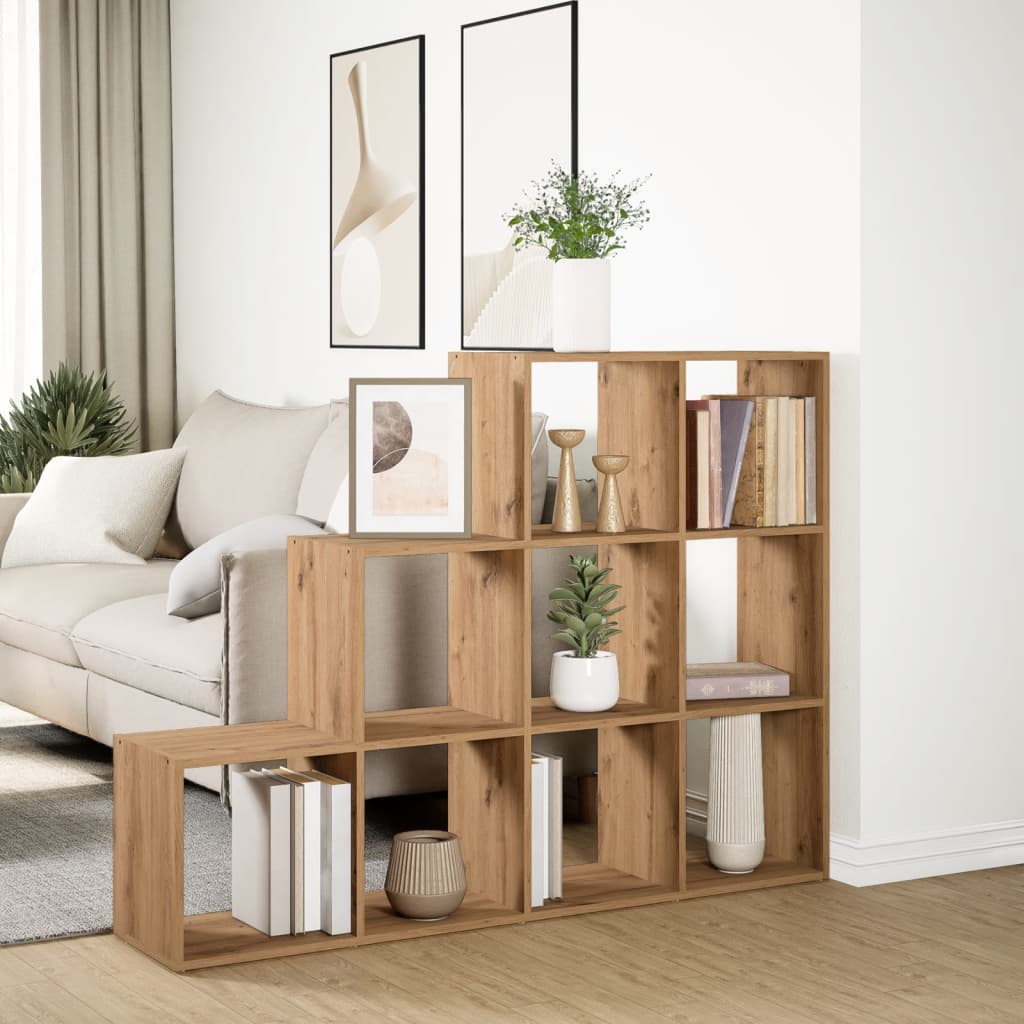 vidaXL Raumteiler-Bücherregal 3 Stufen Artisan-Eiche 137,5x29x103,5 cm